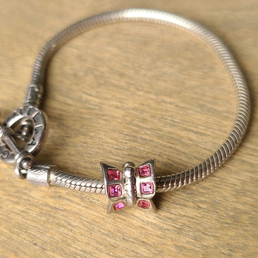 Chamilia Pink Swarovski Butterfly Charm Bracelet